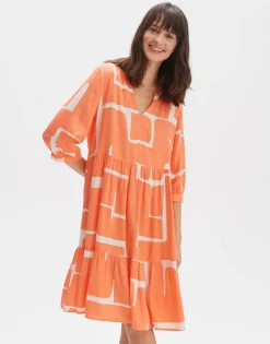 Damen OPUS Kleider^Blusenkleid Wulari Graphic Orange Online Bestellen