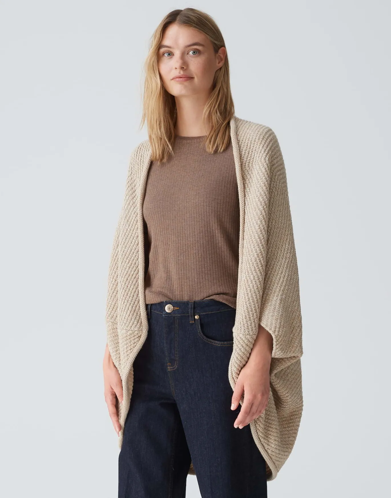 Damen OPUS Strick | Accessoires^Cape Amaryllis Waffle Beige Online Bestellen
