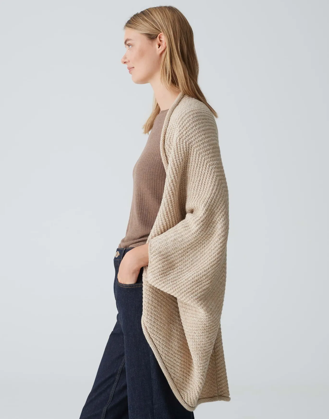 Damen OPUS Strick | Accessoires^Cape Amaryllis Waffle Beige Online Bestellen