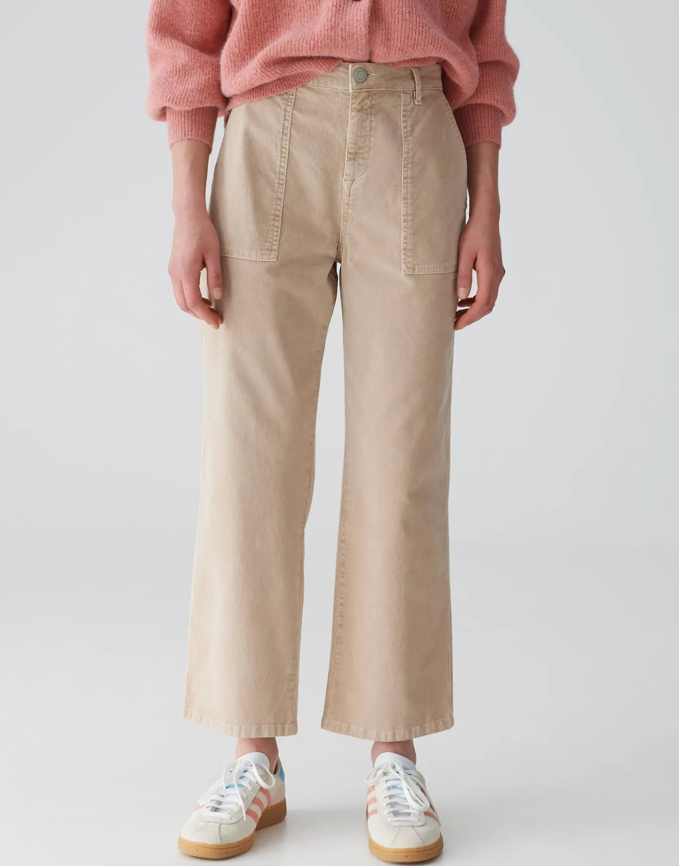 Damen OPUS Hosen | Jeans^Cropped Wide Jeans Mokoti Work Beige Online Bestellen