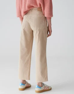 Damen OPUS Hosen | Jeans^Cropped Wide Jeans Mokoti Work Beige Online Bestellen