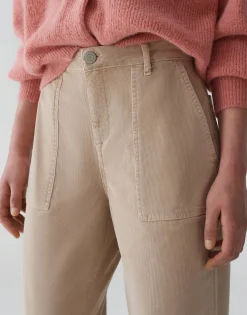 Damen OPUS Hosen | Jeans^Cropped Wide Jeans Mokoti Work Beige Online Bestellen