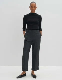 Damen OPUS Hosen^Culotte Cisilia Mélange Schwarz Online Bestellen