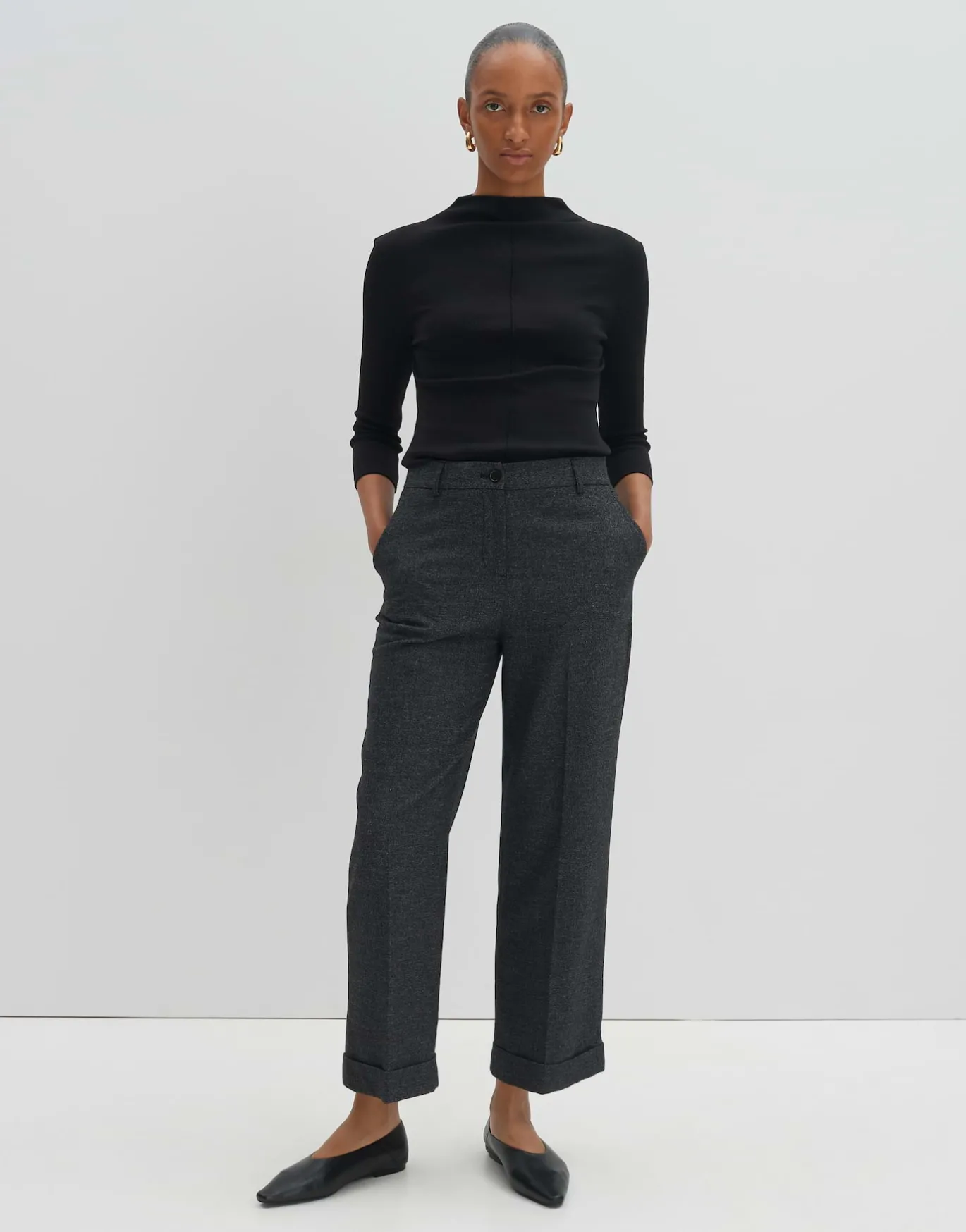 Damen OPUS Hosen^Culotte Cisilia Mélange Schwarz Online Bestellen