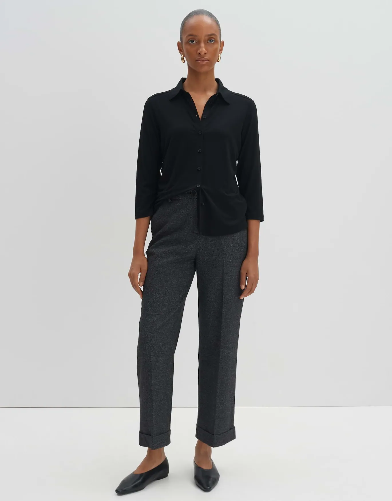 Damen OPUS Hosen^Culotte Cisilia Mélange Schwarz Online Bestellen