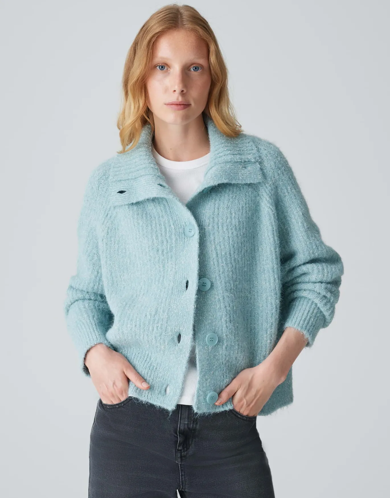Damen OPUS Strick^Grobstrickjacke Dazzi Blau Online Bestellen