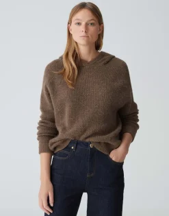 Damen OPUS Strick^Kapuzenpullover Poody Braun Online Bestellen