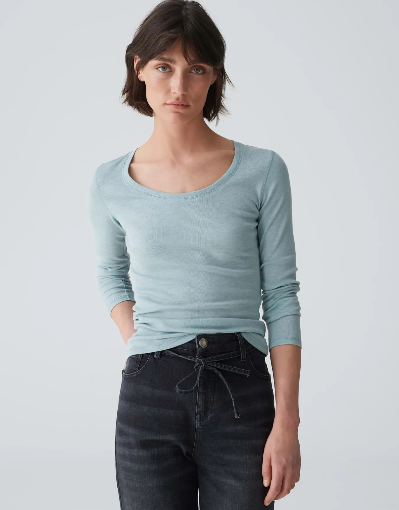 Damen OPUS Basics | Shirts^Langarmshirt Sorana Blau Online Bestellen