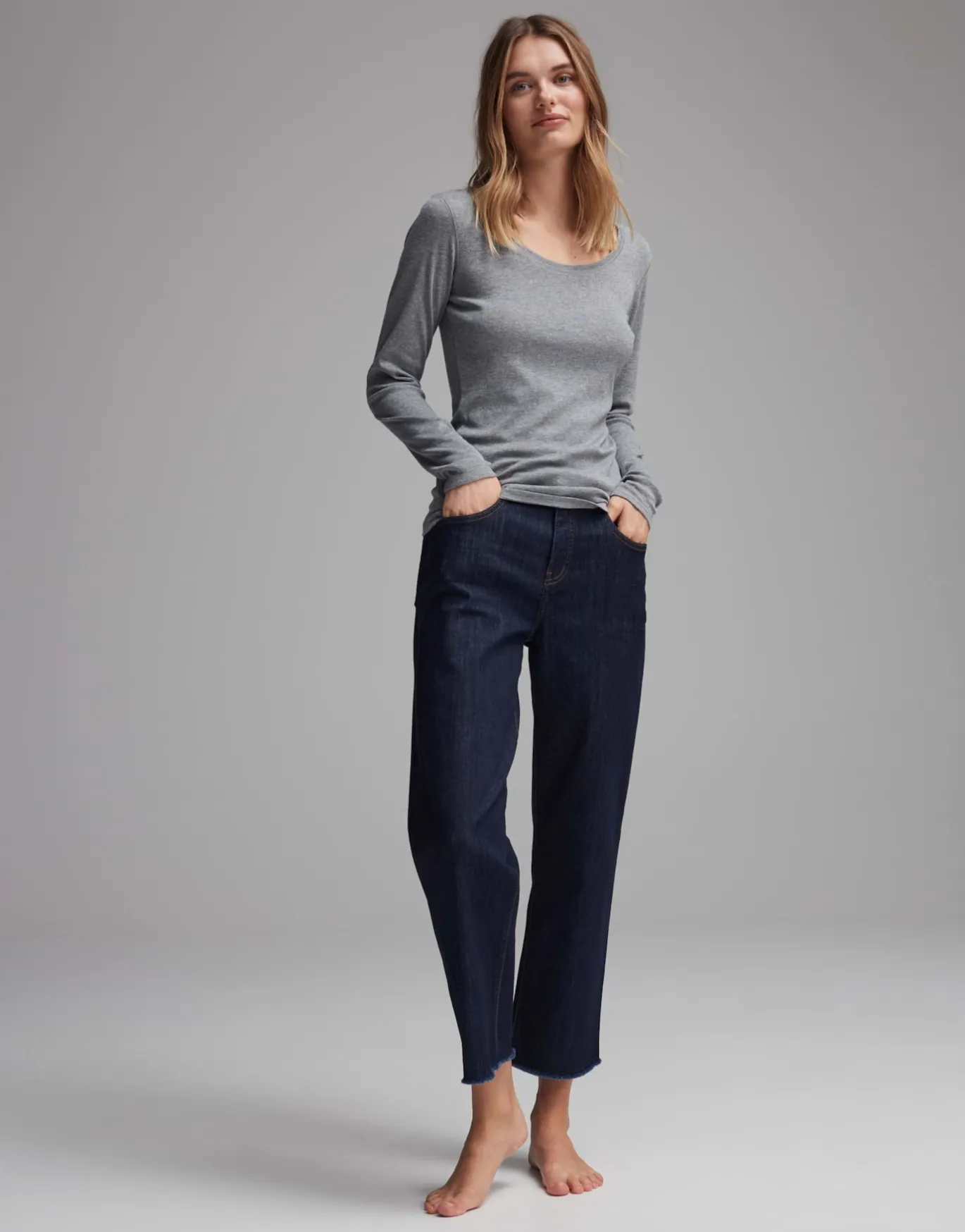 Damen OPUS Basics | Shirts^Langarmshirt Sorana Grau Online Bestellen