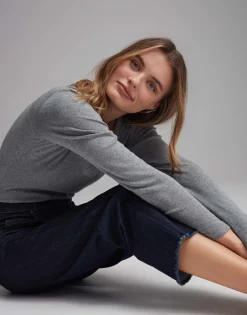 Damen OPUS Basics | Shirts^Langarmshirt Sorana Grau Online Bestellen