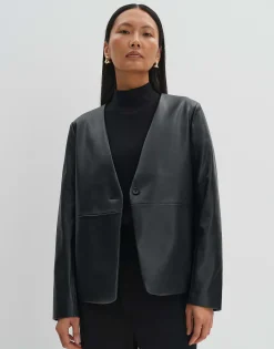 Damen OPUS Blazer / Westen^Lederblazer Noebe Schwarz Online Bestellen