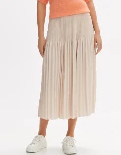 Damen OPUS Röcke^Plisseerock Ribane Shimmer Beige Online Bestellen