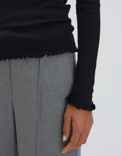 Damen OPUS Basics | Shirts^Rippshirt Kinara Schwarz Online Bestellen