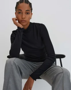 Damen OPUS Basics | Shirts^Rippshirt Kinara Schwarz Online Bestellen