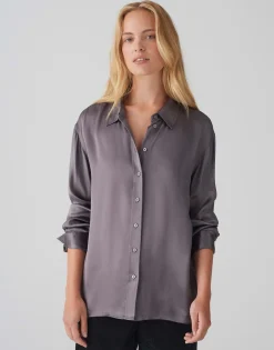 Damen OPUS Blusen^Satinbluse Fenzy Grau Online Bestellen