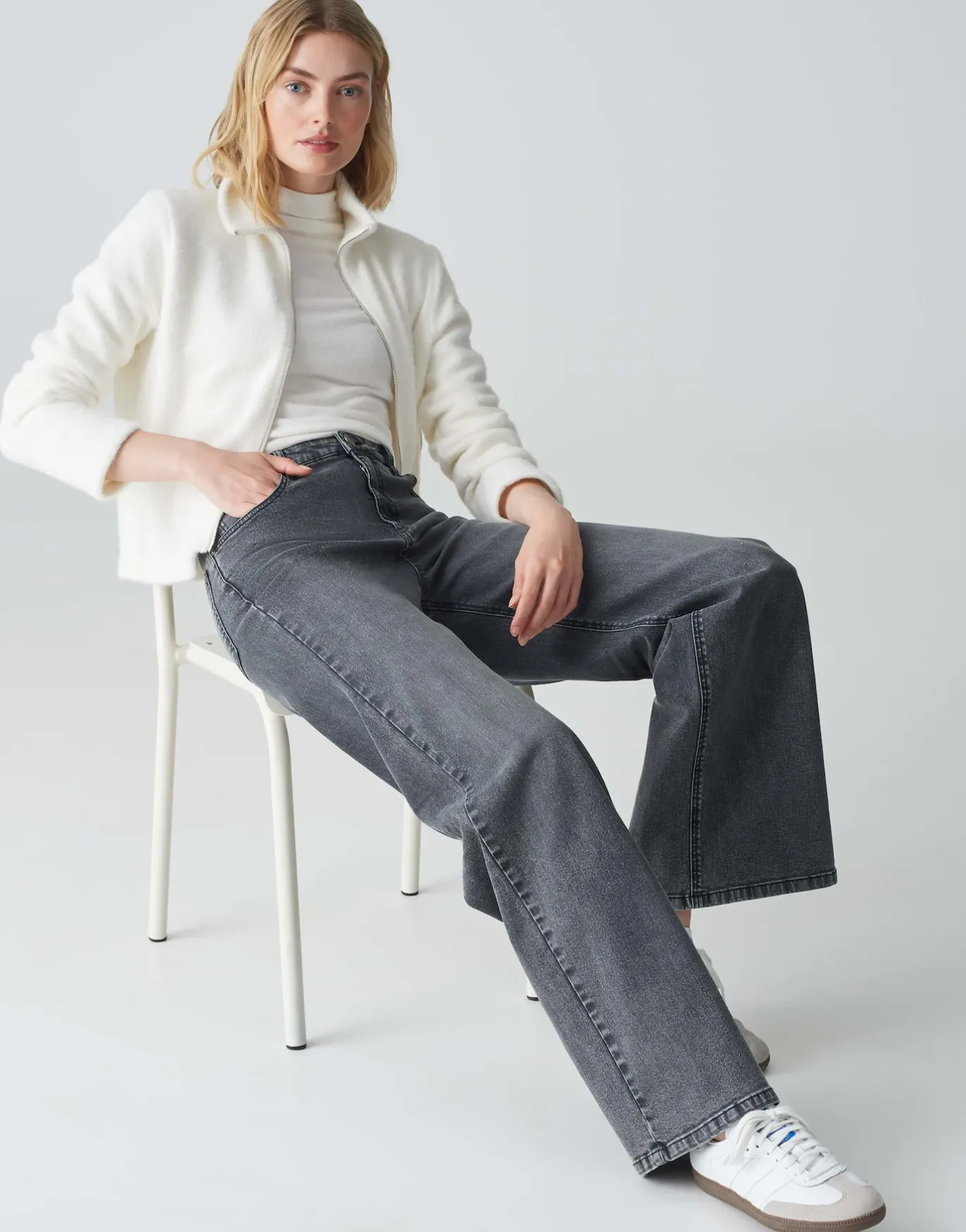 Damen OPUS Jeans^Wide Leg Jeans Marli Palazzo Grau Online Bestellen