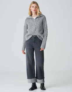 Damen OPUS Jeans^Wide Leg Jeans Marli Turn Up Grau Online Bestellen