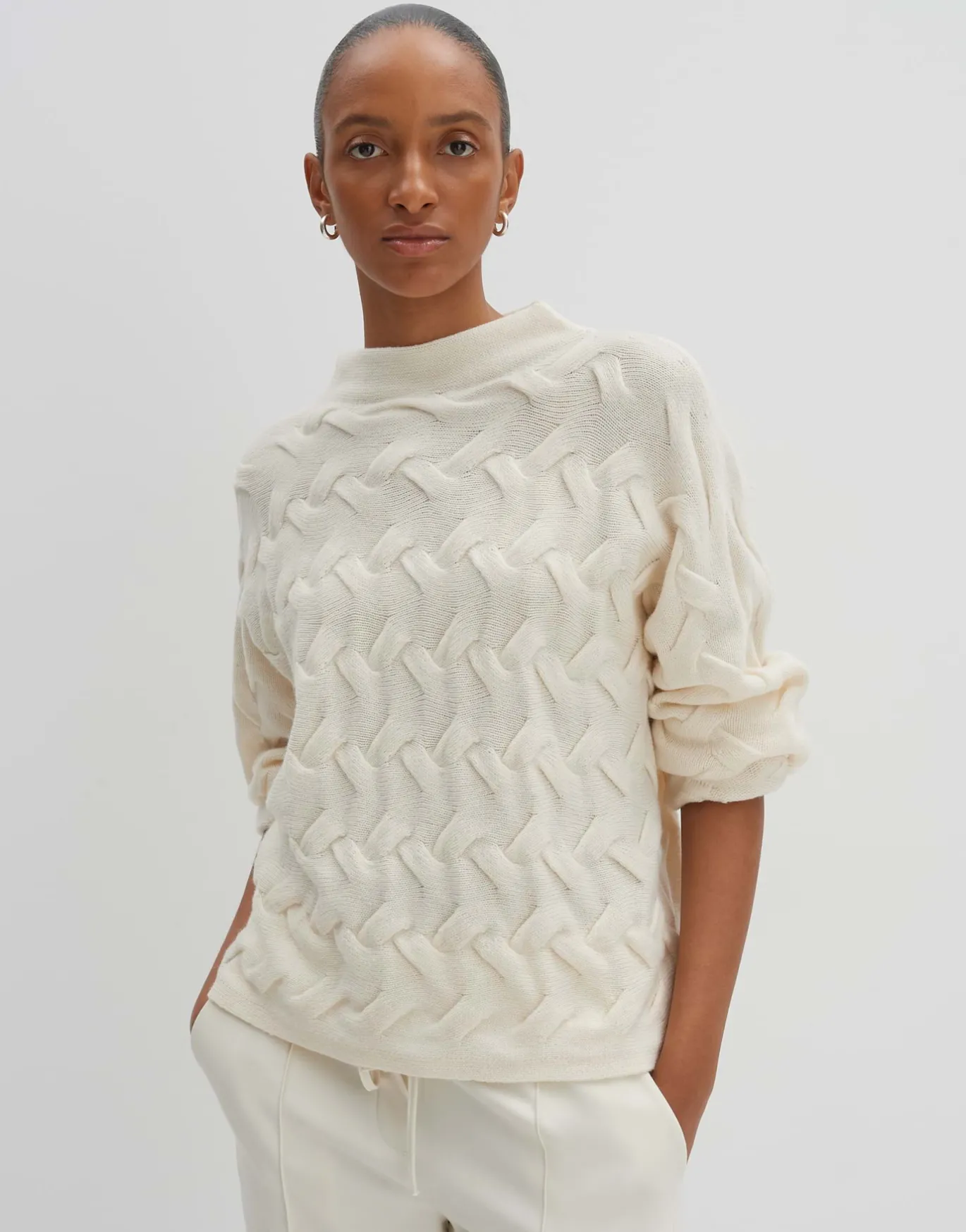Damen OPUS Strick^Zopfpullover Teluna Weiß Online Bestellen